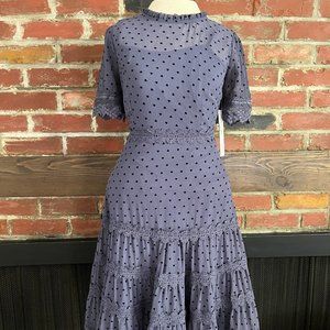 NWT Aqua Navy Polka Dot Dress